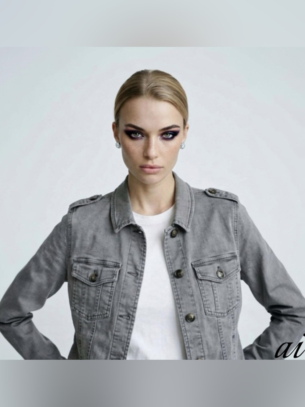 Grey Jean Utility Jacket